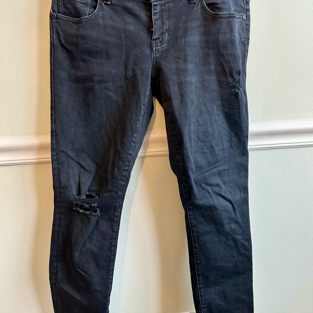 CAbi Black Distressed Slim Boyfriend Jeans